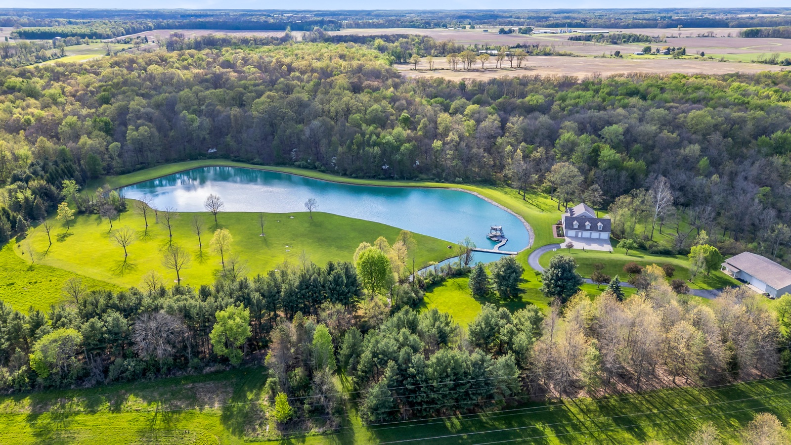 Aerial view of pond estate